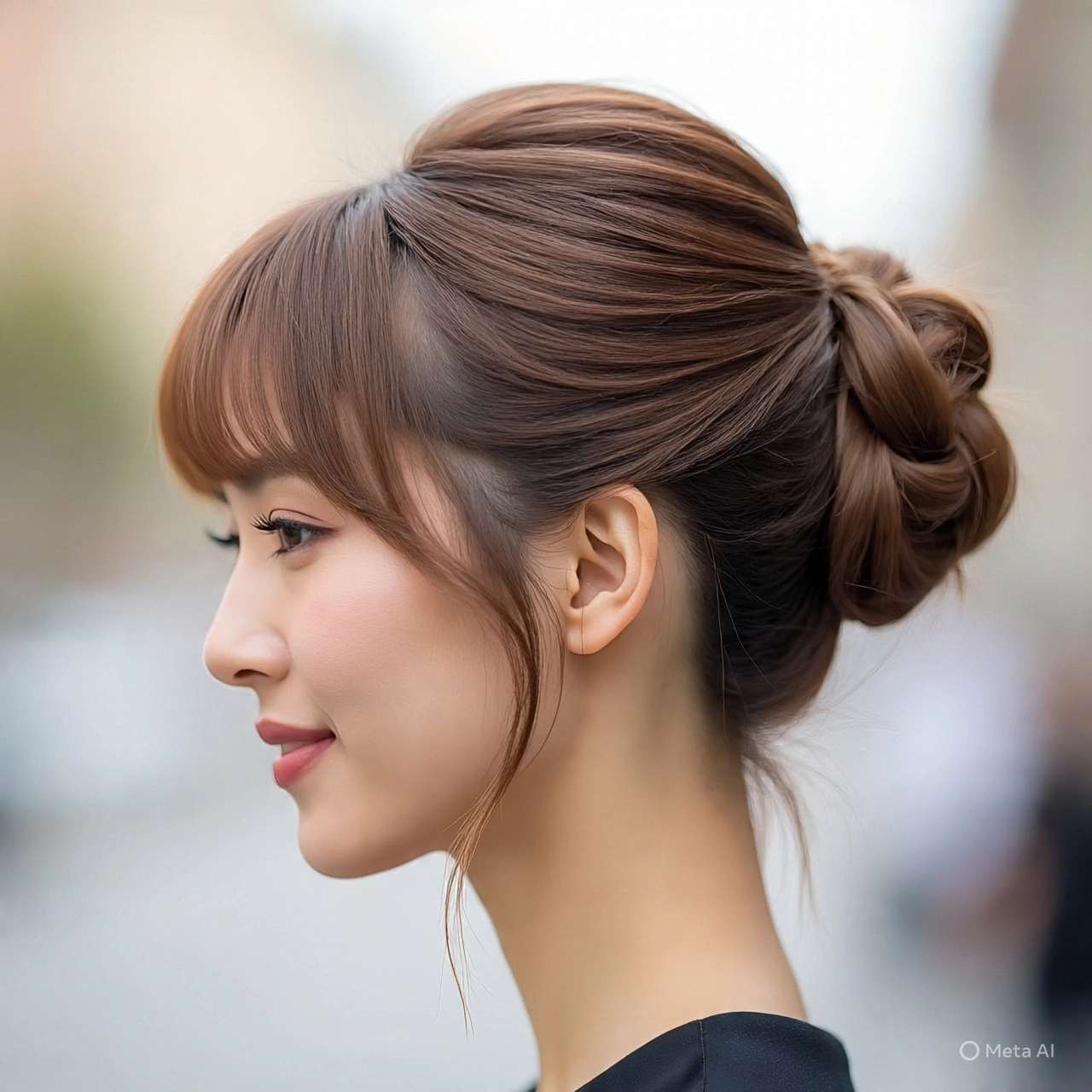 Bun Hairstyles with Bangs