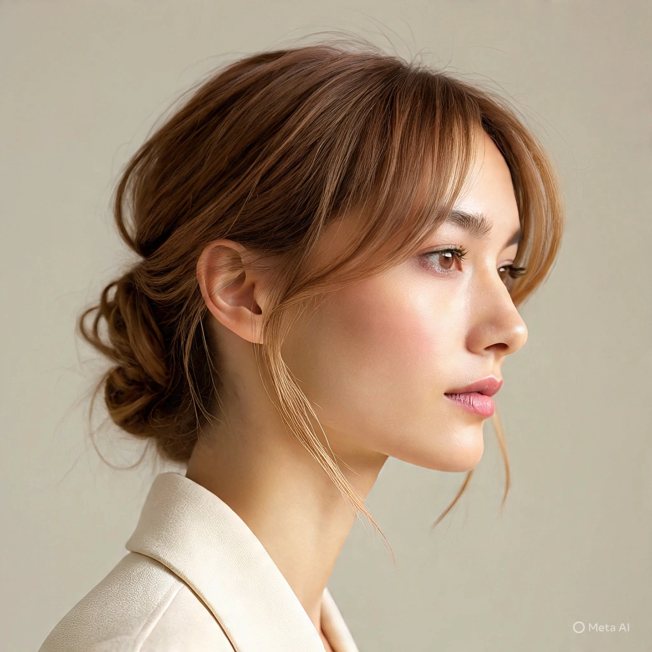 soft low knot with long bangs