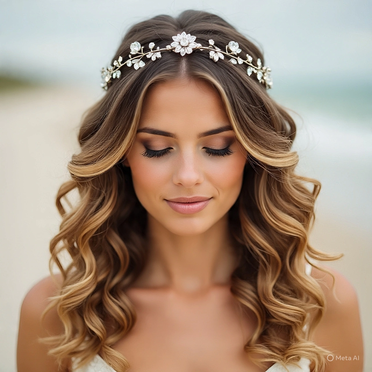 Soft Loose Curls with Middle Parting
