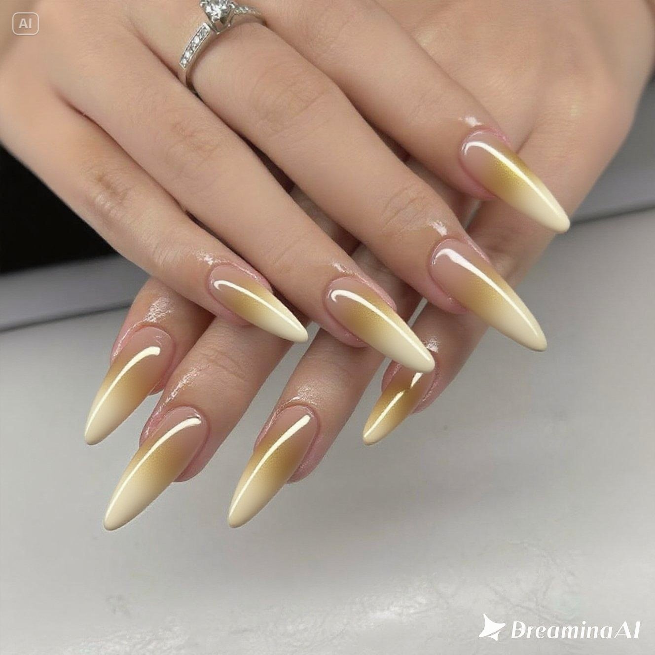 Golden Breeze Ombre Nails