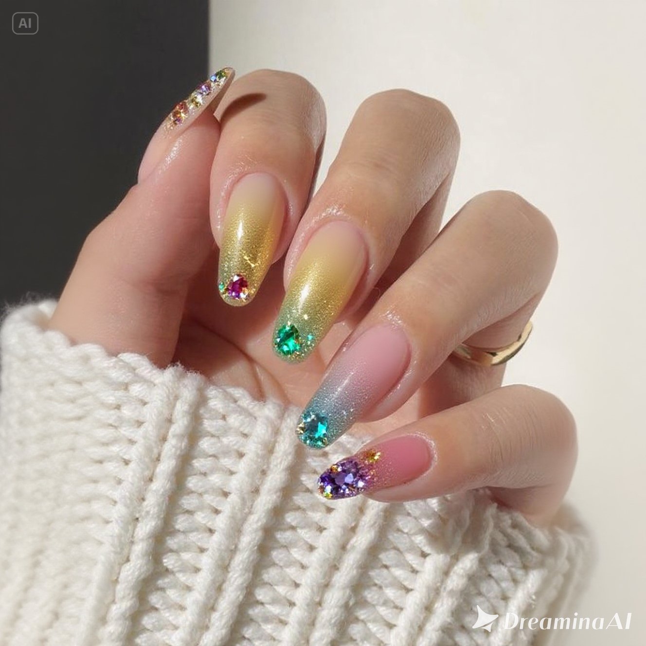 Golden Breeze Ombre Nails