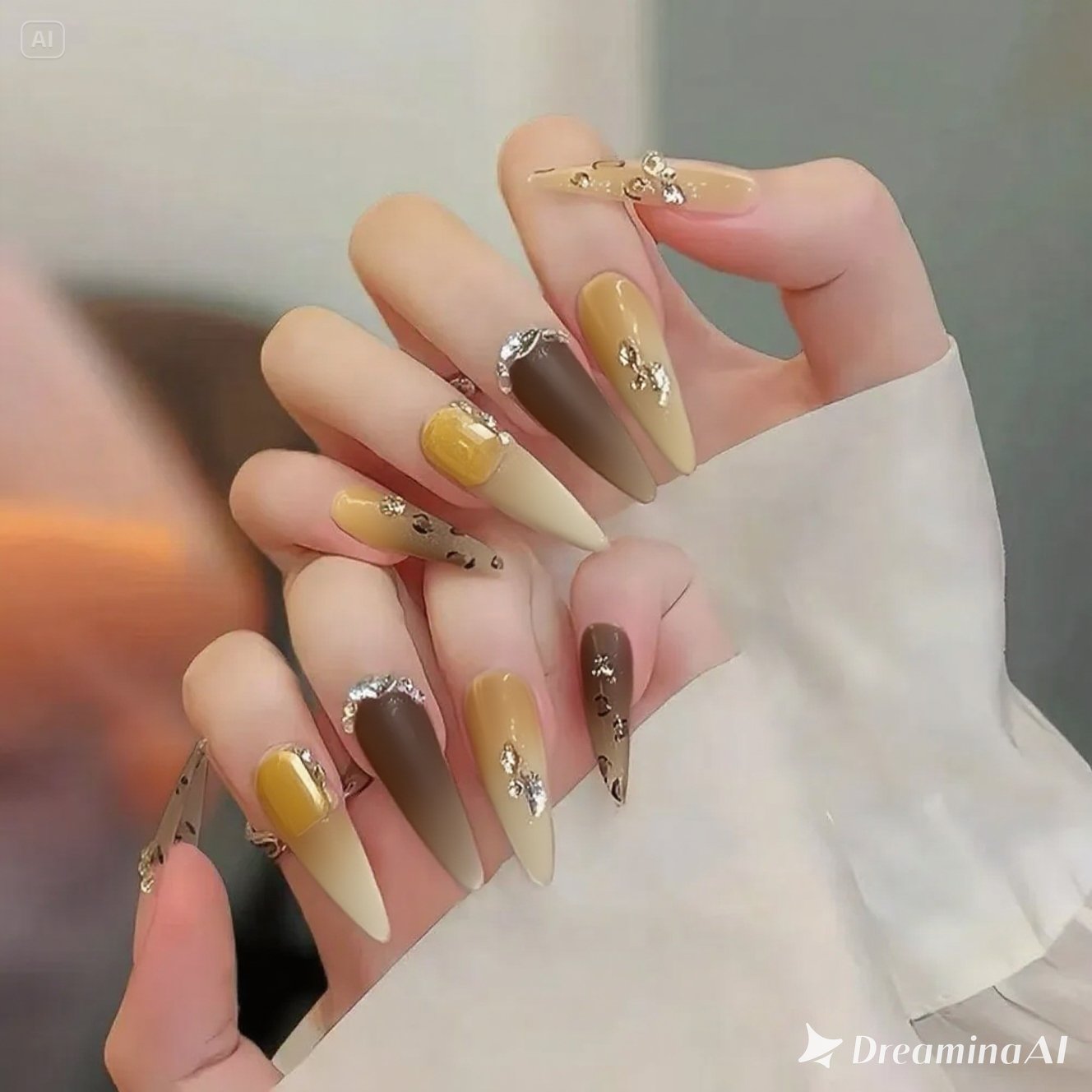 Golden Breeze Ombre Nails