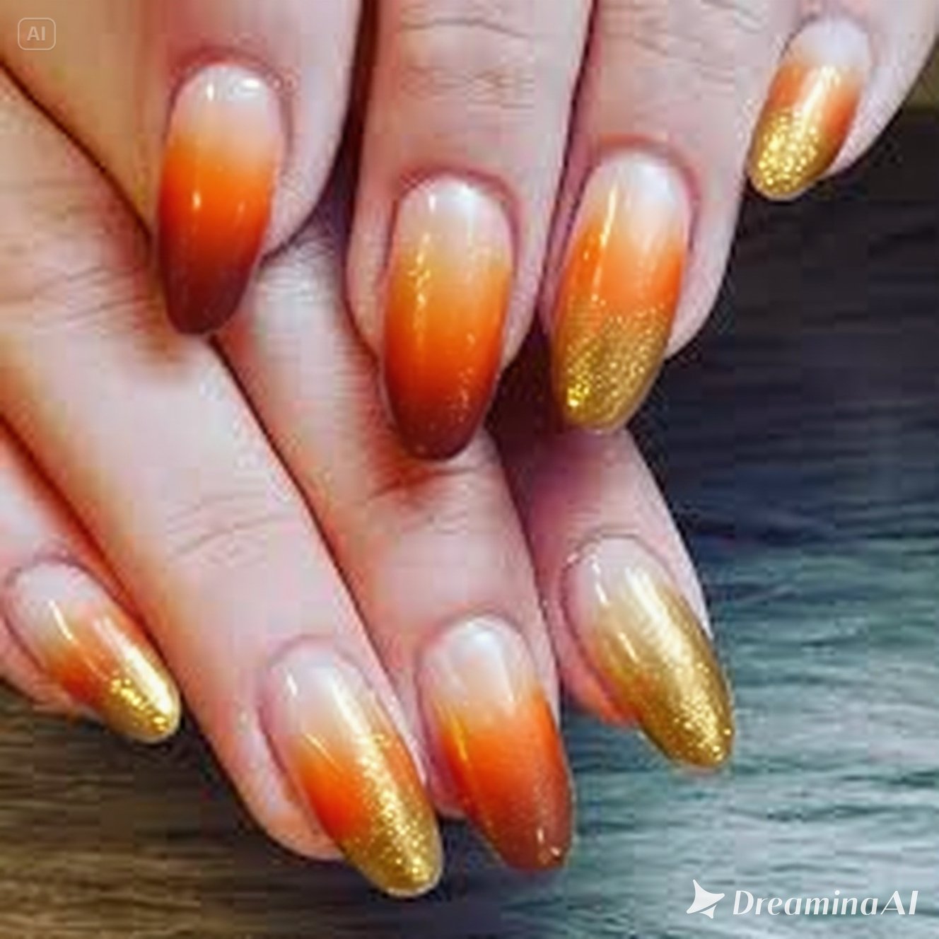 Golden Breeze Ombre Nails