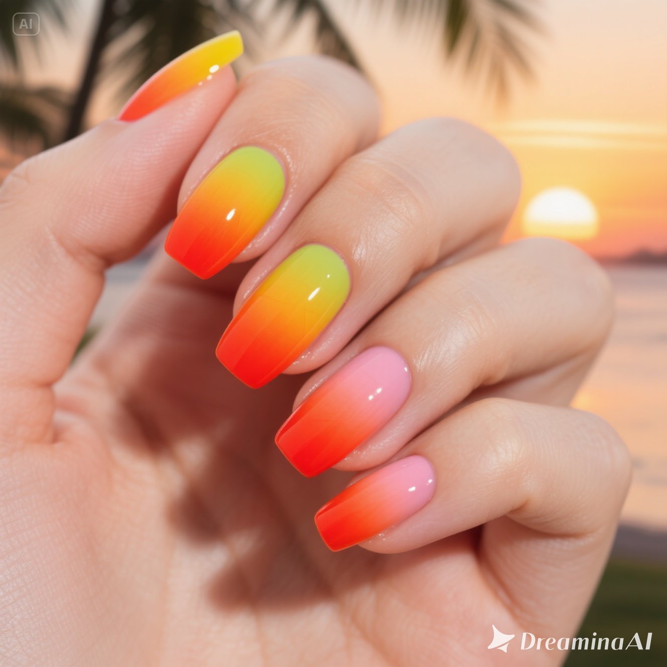 Tropical Dusk Aura Nails