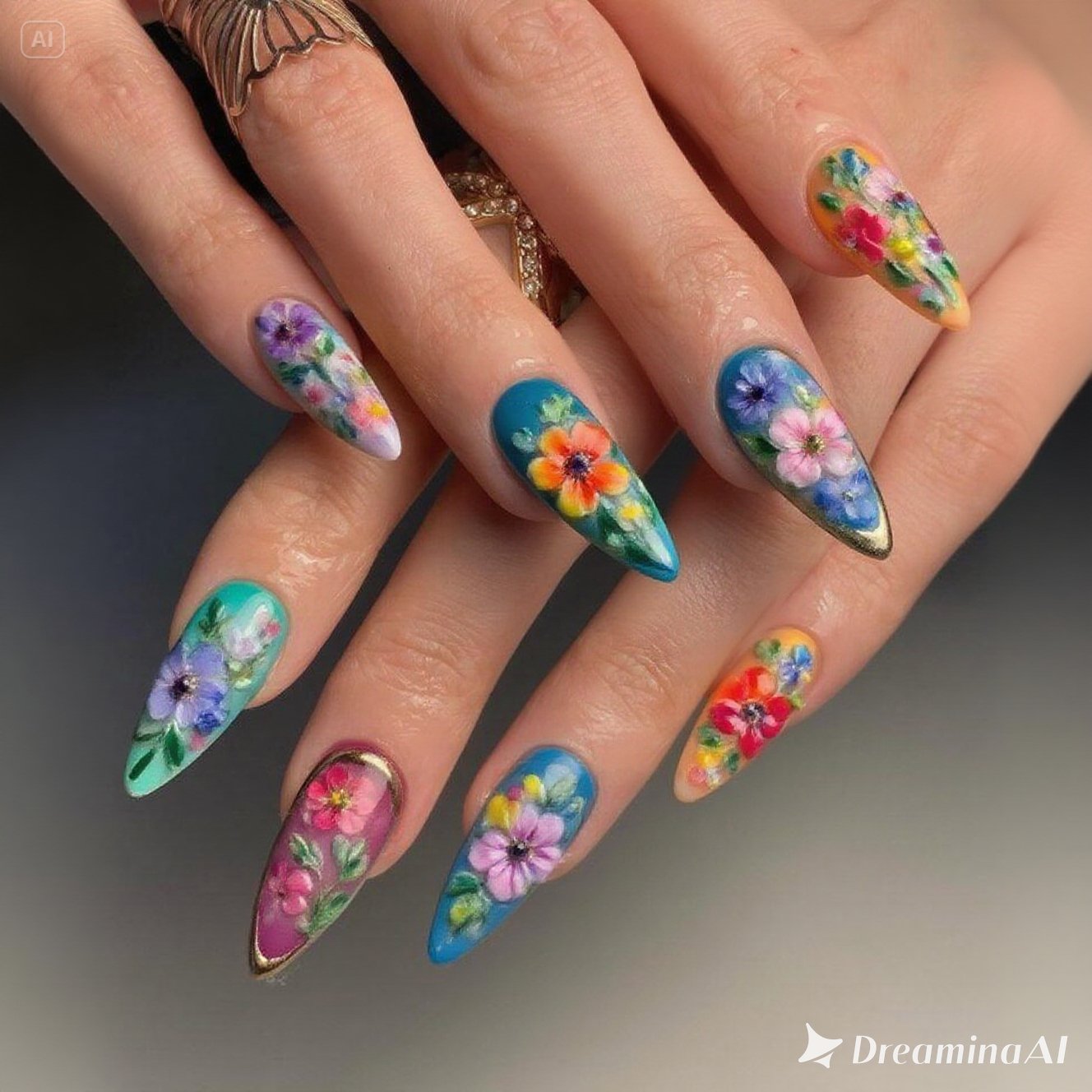 Tropical Dusk Aura Nails