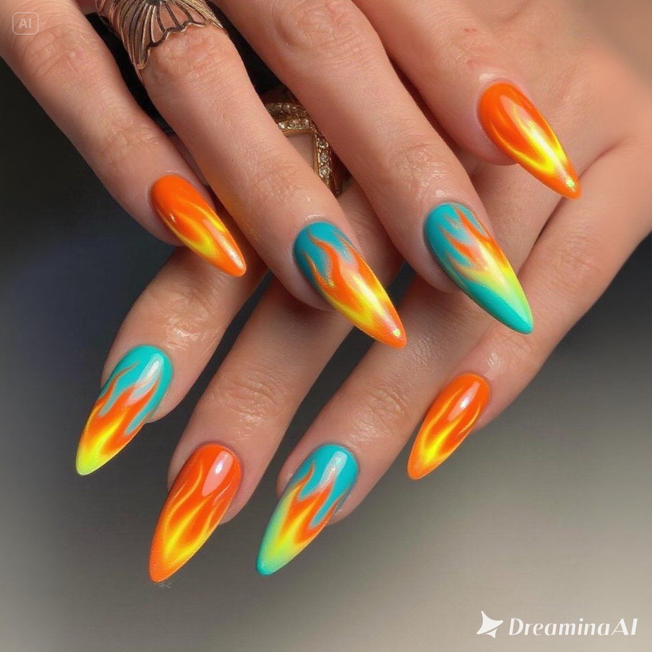Tropical Dusk Aura Nails