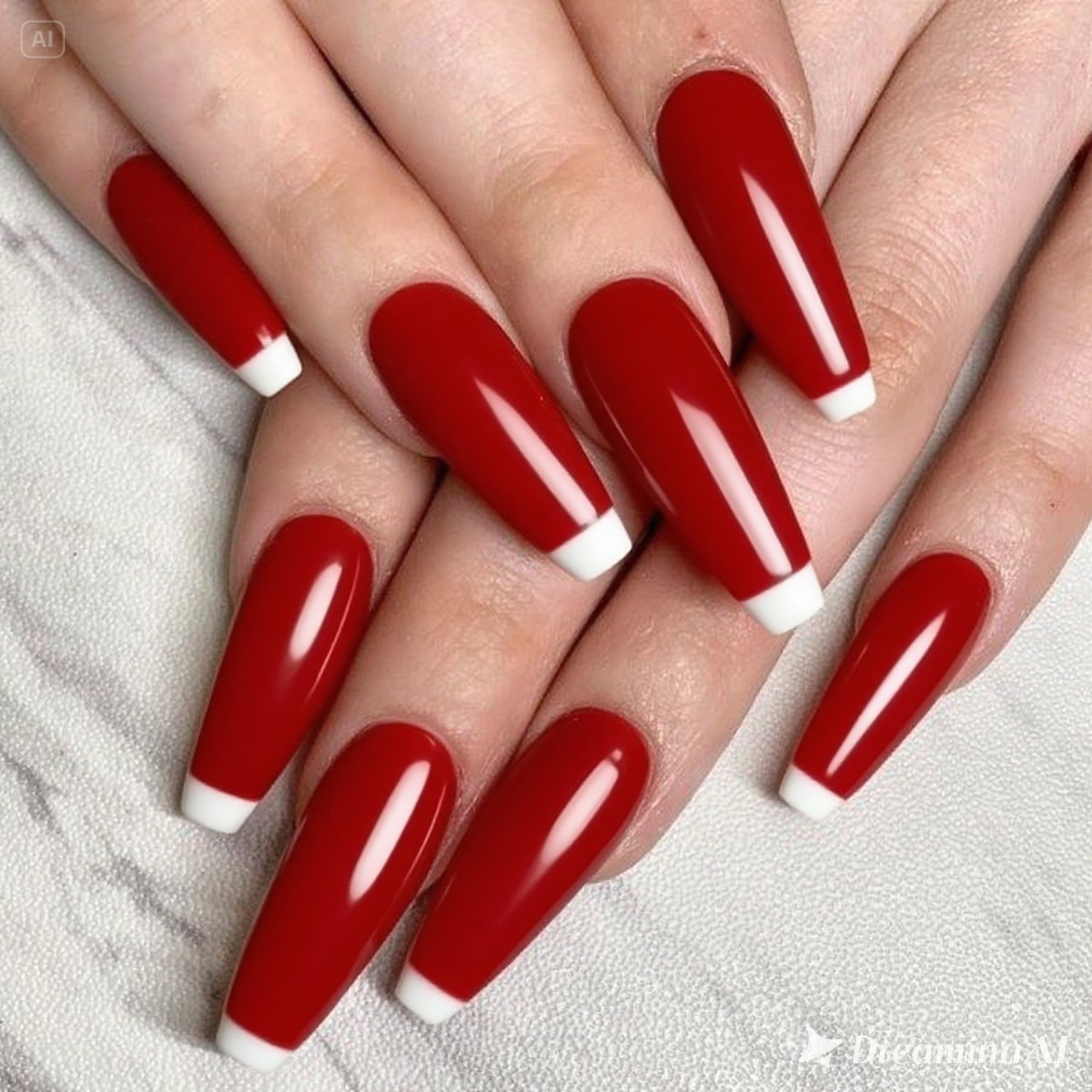 Red French Tips Nails