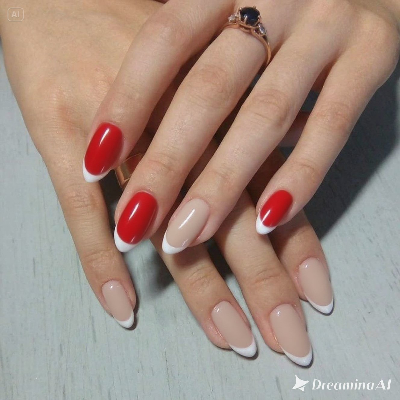 Red French Tips Nails