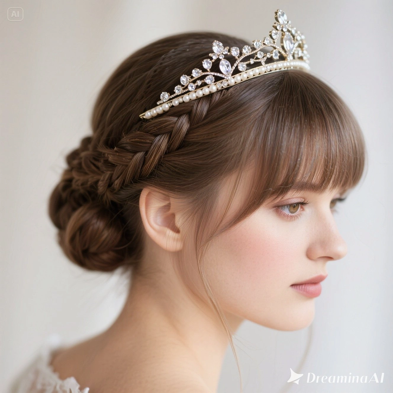 Soft Low Knot with Long Bangs