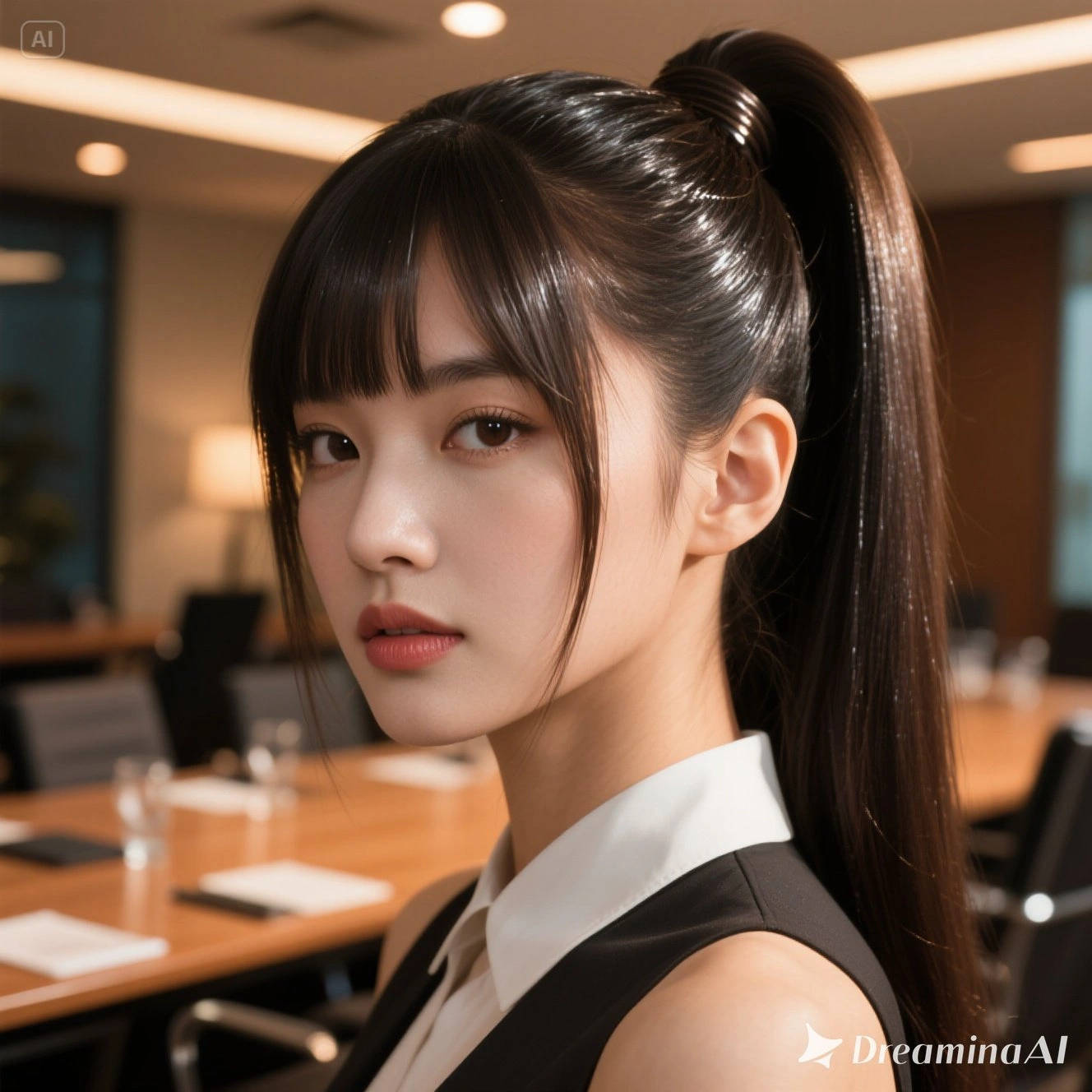 Ponytail with Long Bangs
