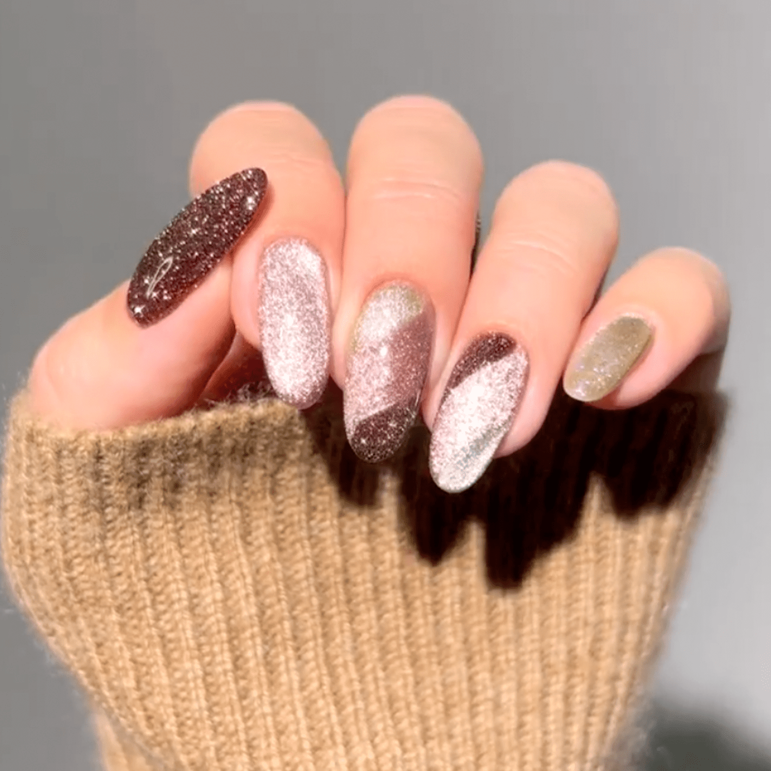 Velvet and Cat Eye Nails