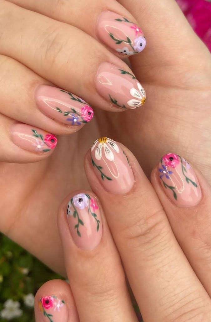 Floral Birthday Nails