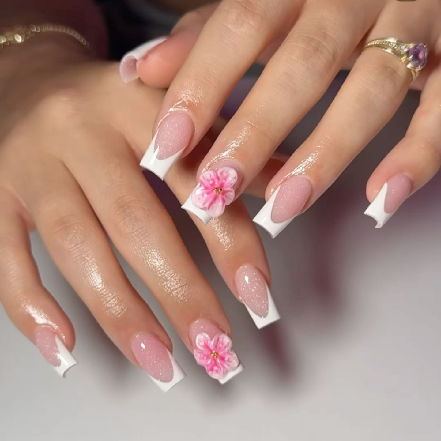 mismatched flowers nails