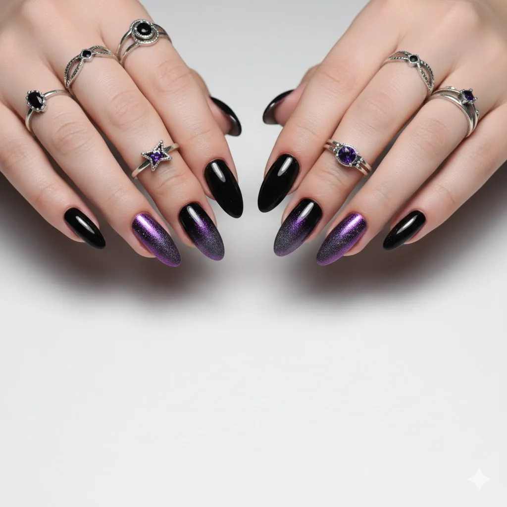 Black and Purple Nails