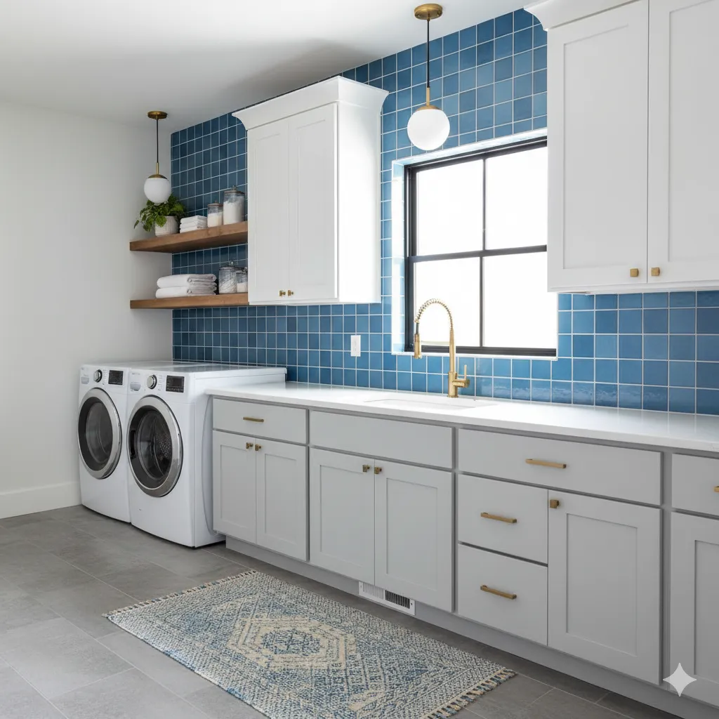 Blue Tile Backsplash