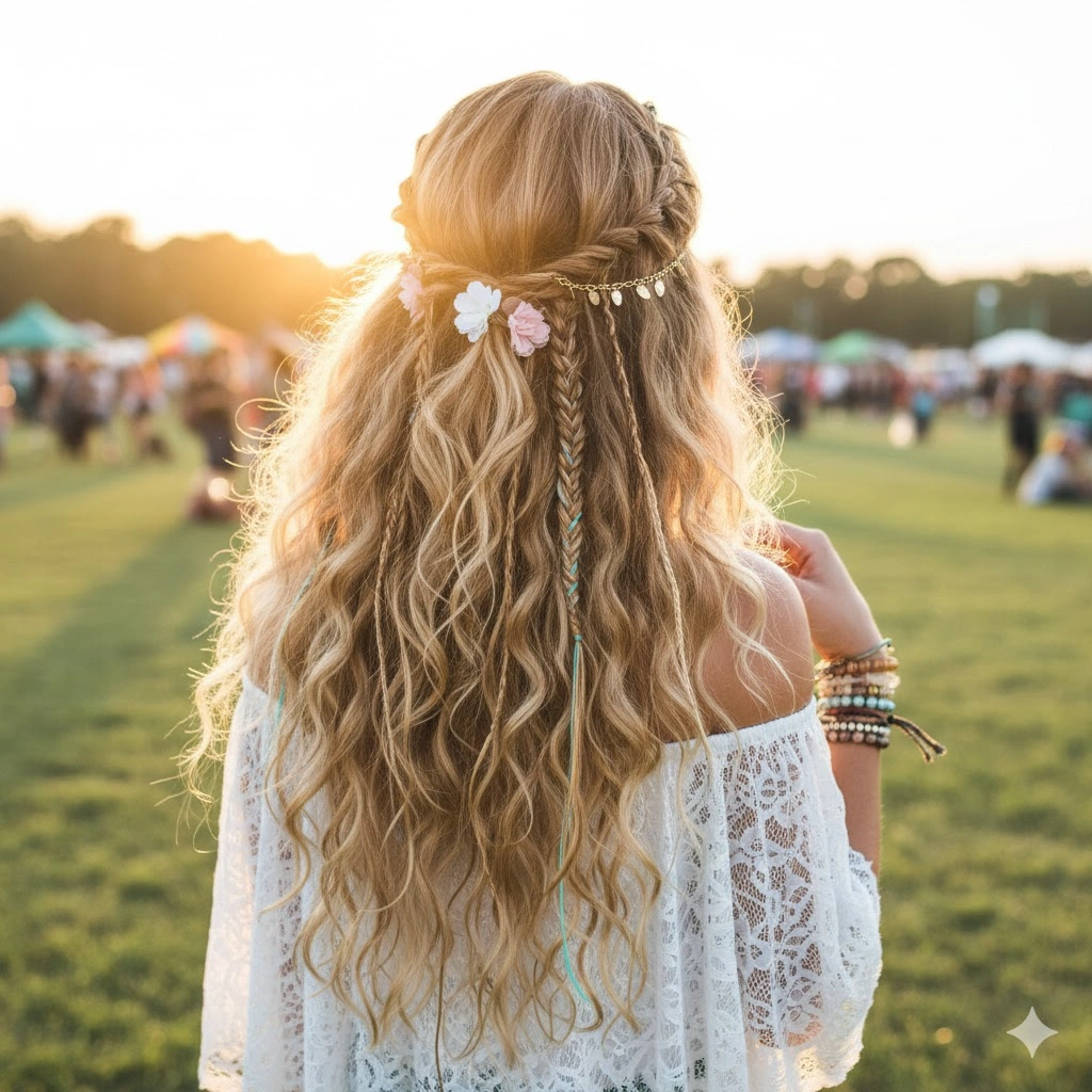 Loose Curls with Braided