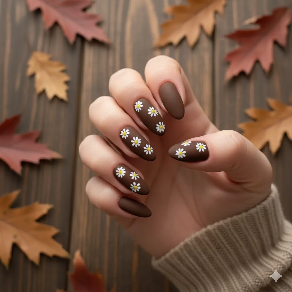 Matte Fall Florals Nails