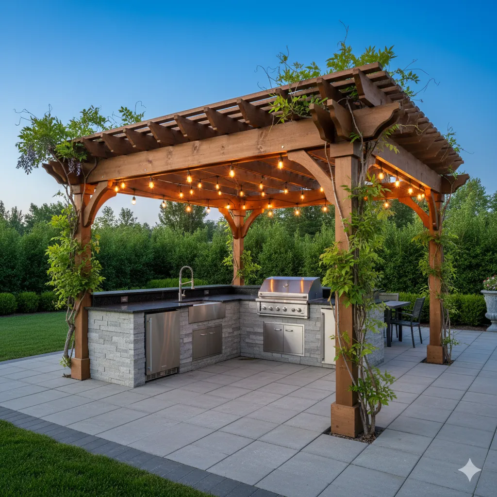 Covered Pergola Kitchen
