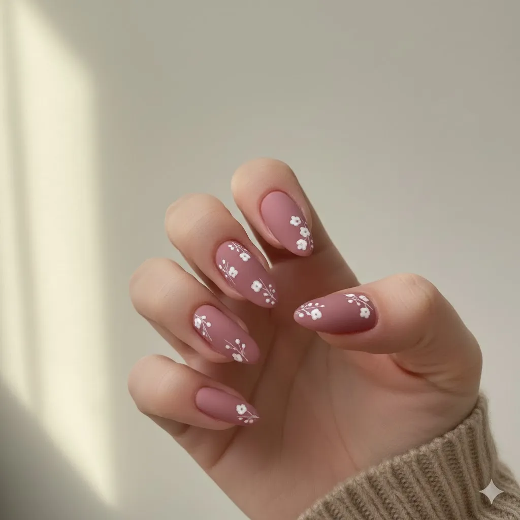Matte Fall Florals Nails