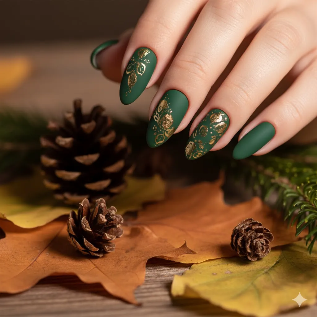 Matte Fall Florals Nails