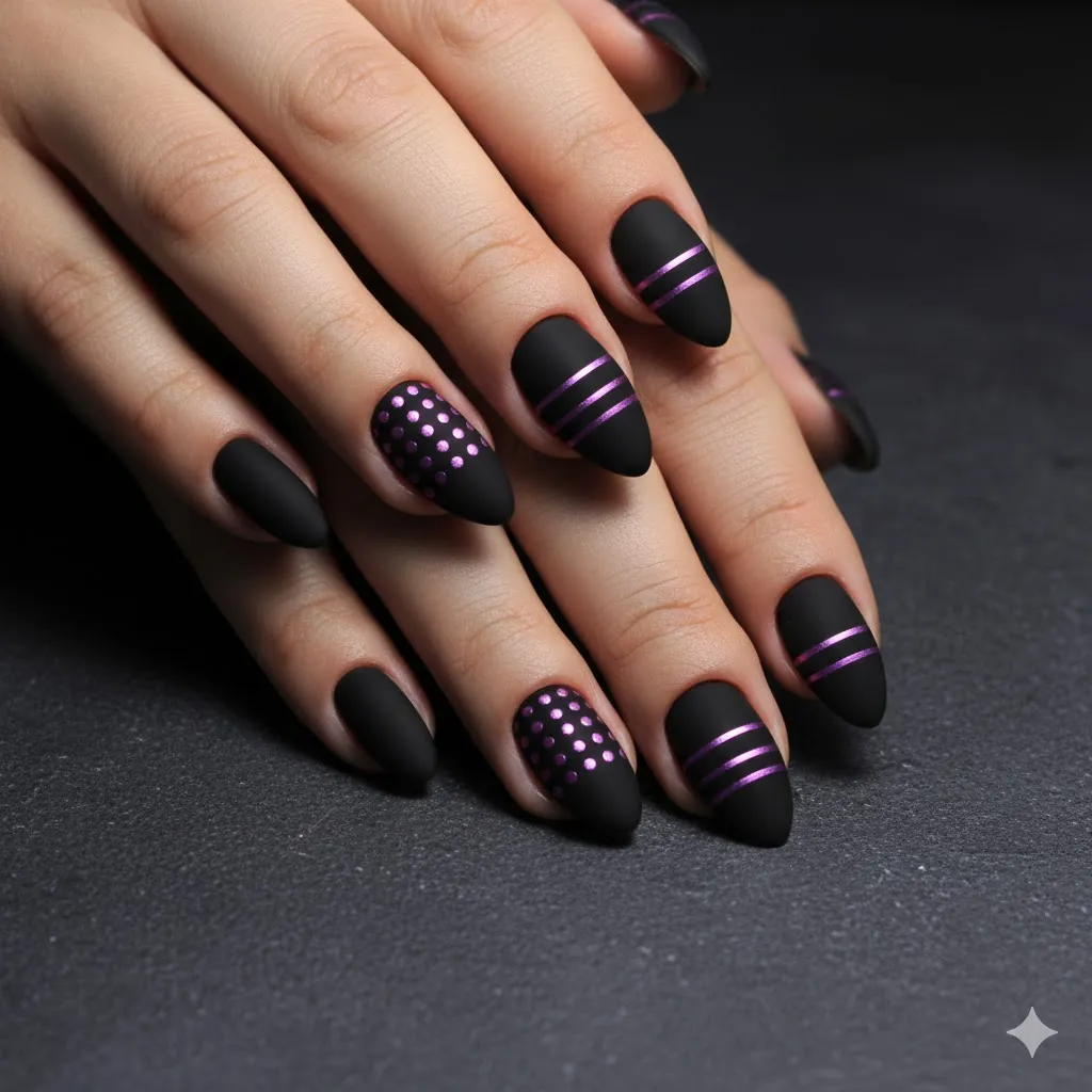 Black and Purple Nails