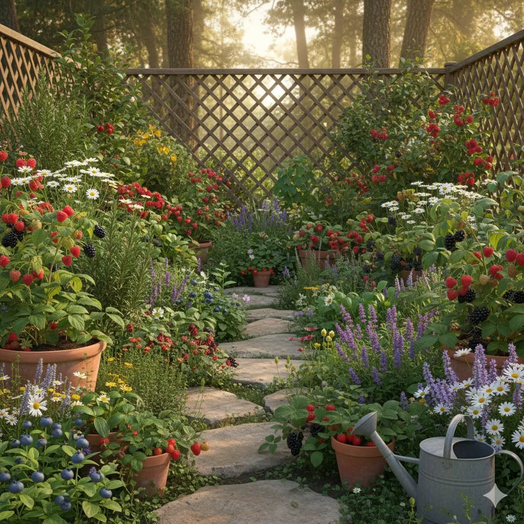 Mix Berries with Herbs and Flowers