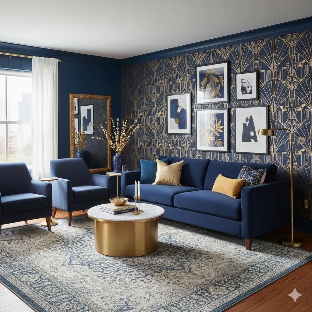 Mix Navy with Gold Accents