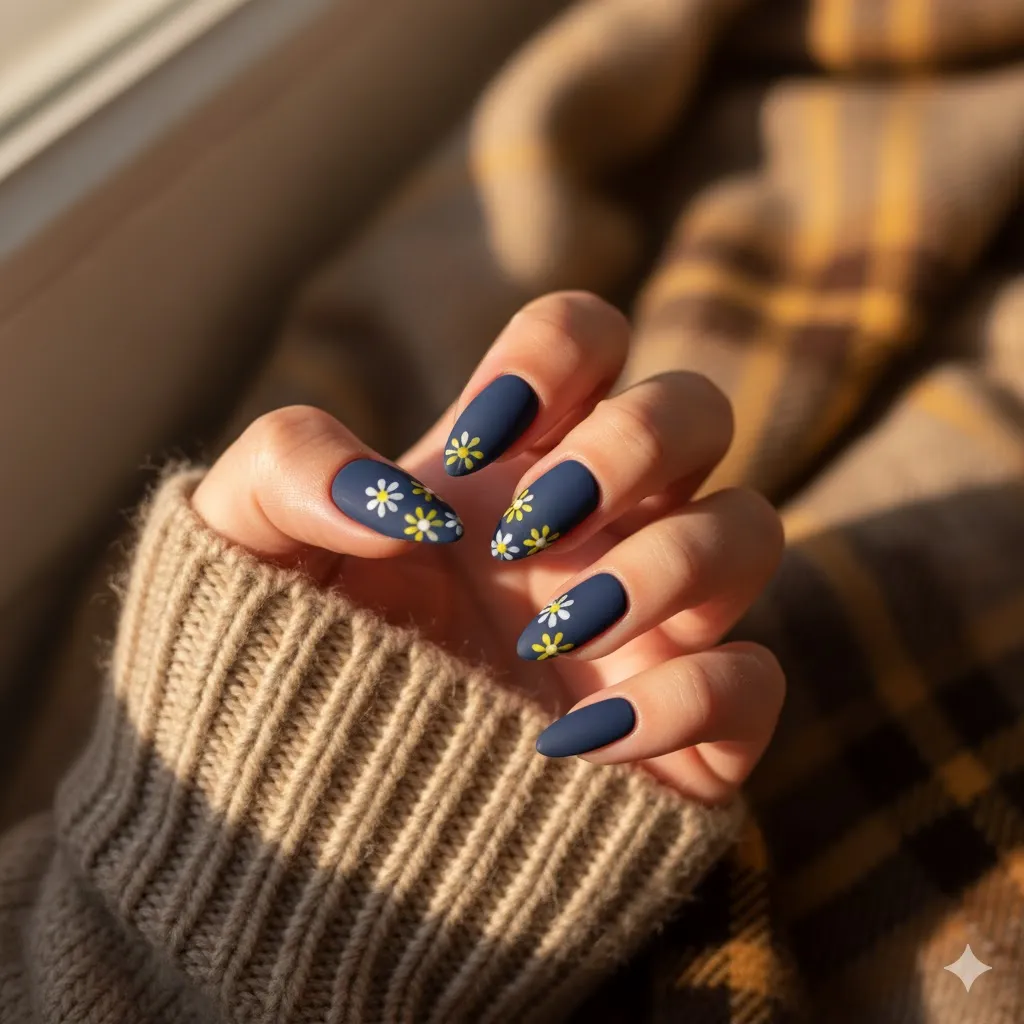 Matte Fall Florals Nails