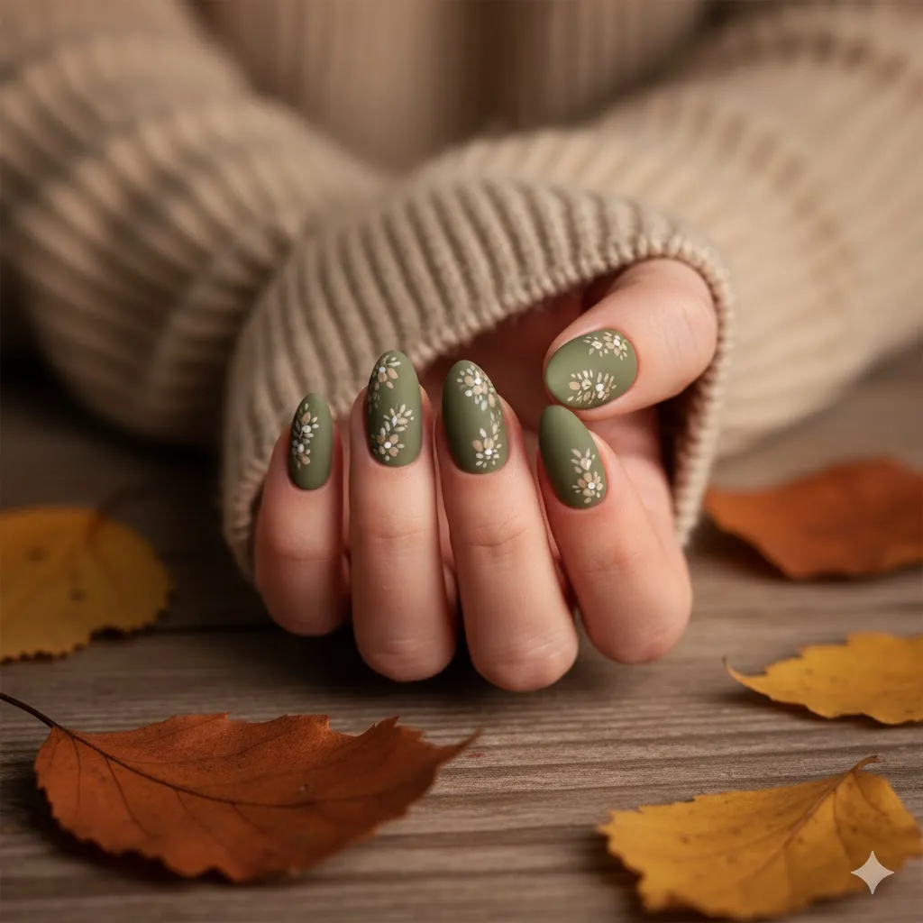 Matte Fall Florals Nails
