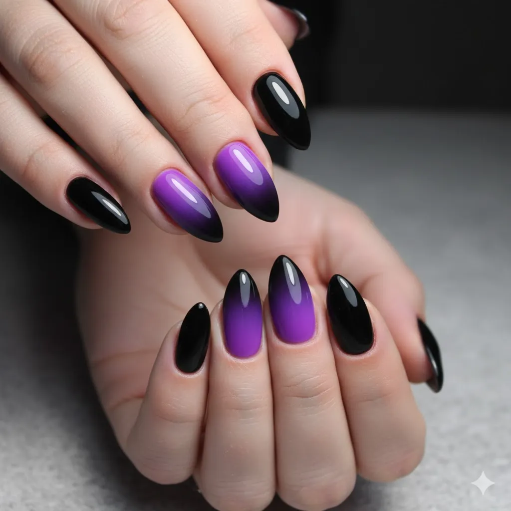 Black and Purple Nails