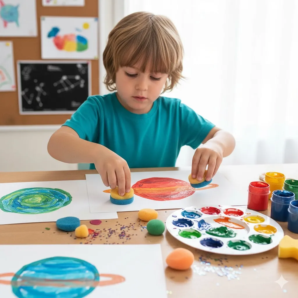 Planet Painting with Sponges