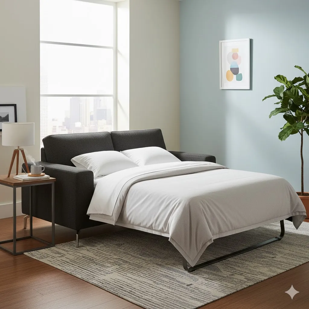 Pull-Out Sofa Bed with Memory Foam Mattress