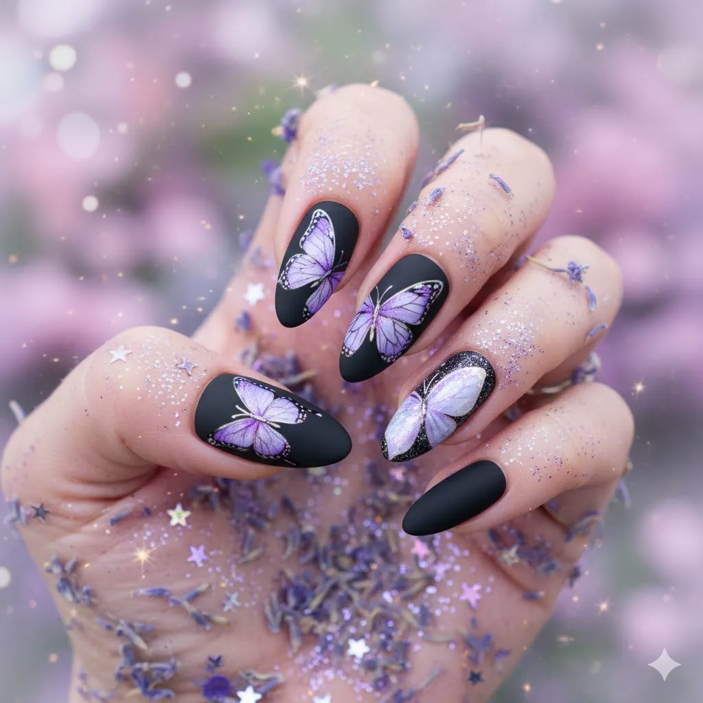 Black and Purple Nails