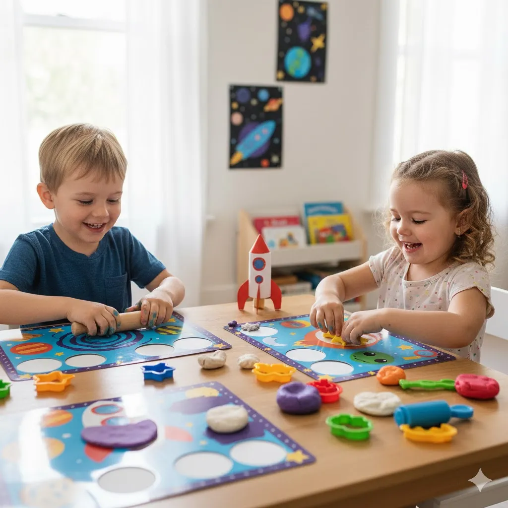 Space-Themed Playdough Mats