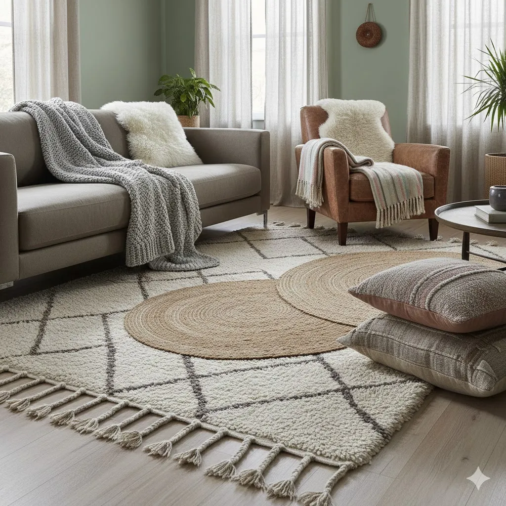 Add Texture Through Rugs and Blankets