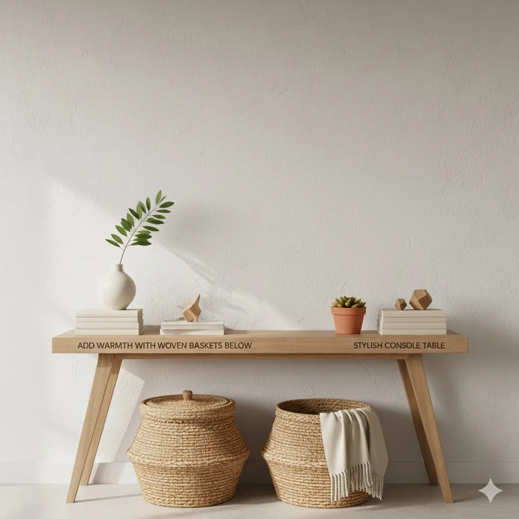 Add Warmth With Woven Baskets Below
