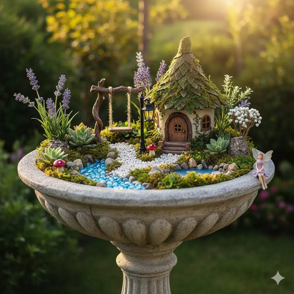 Birdbath Fairy Garden