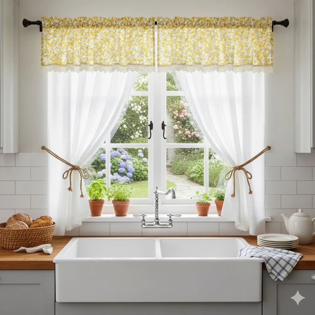 Charming Kitchen Curtain for the Window Above the Sink