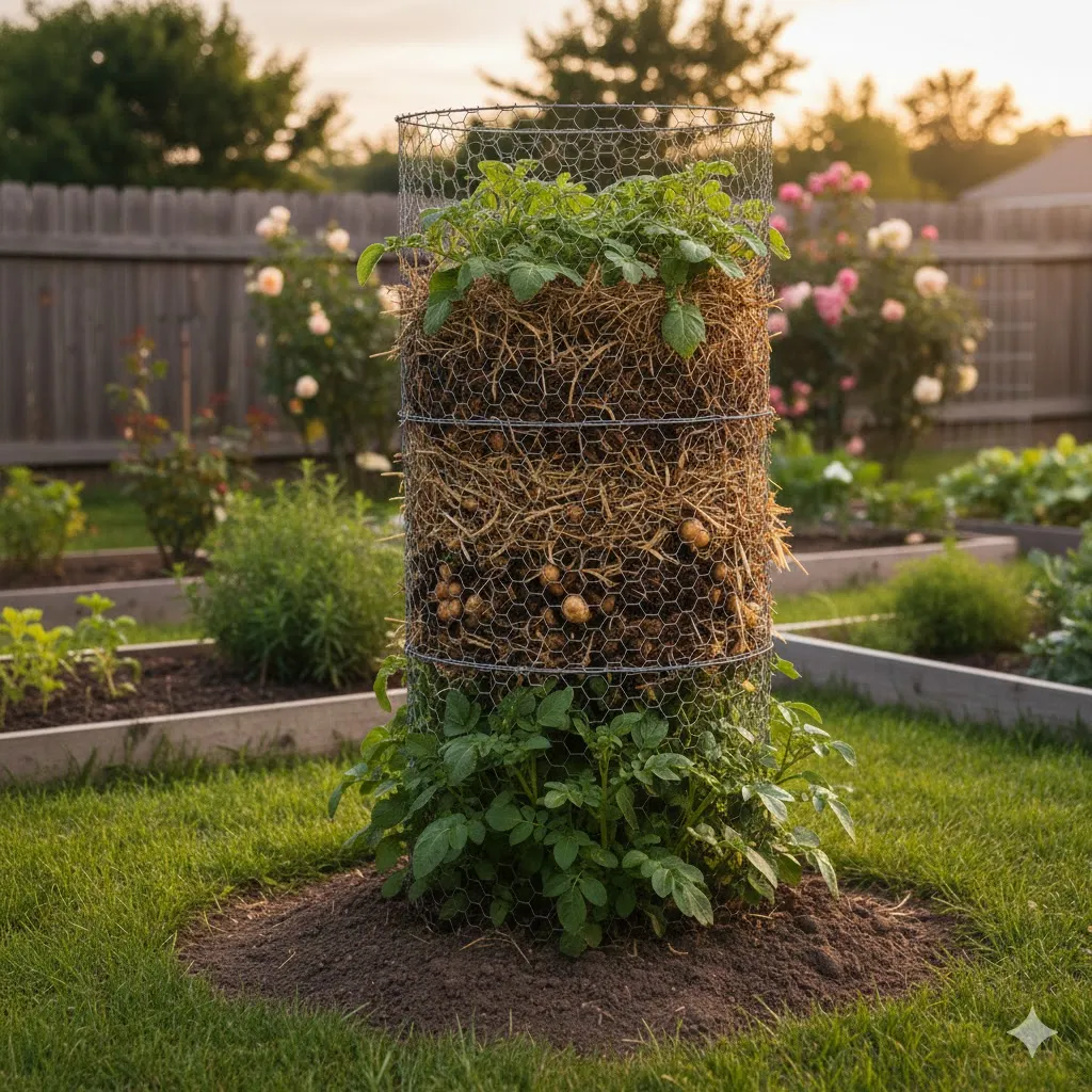 Chicken Wire and Straw Combo Tower