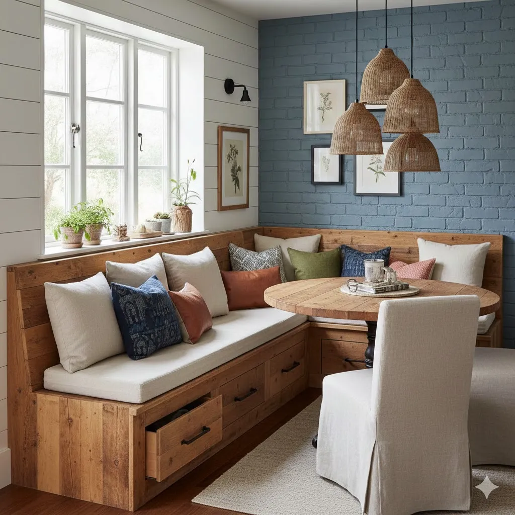 Classic L-Shaped Corner Bench