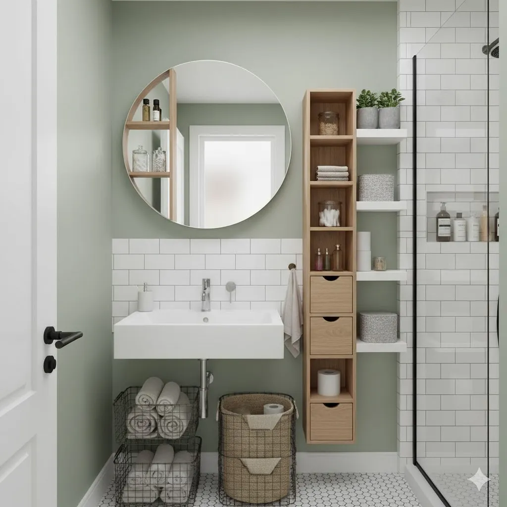 Clever Storage for Small Stylish Bathrooms