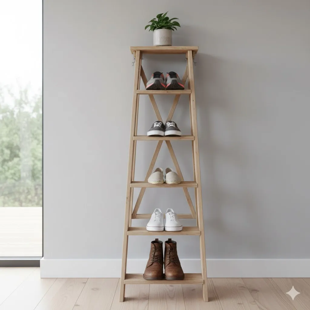 DIY Ladder Shoe Rack