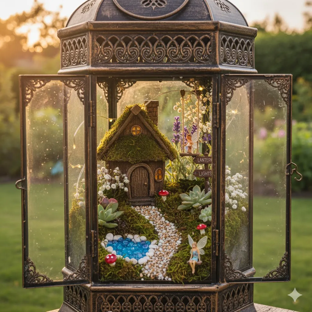Fairy Garden in a Lantern
