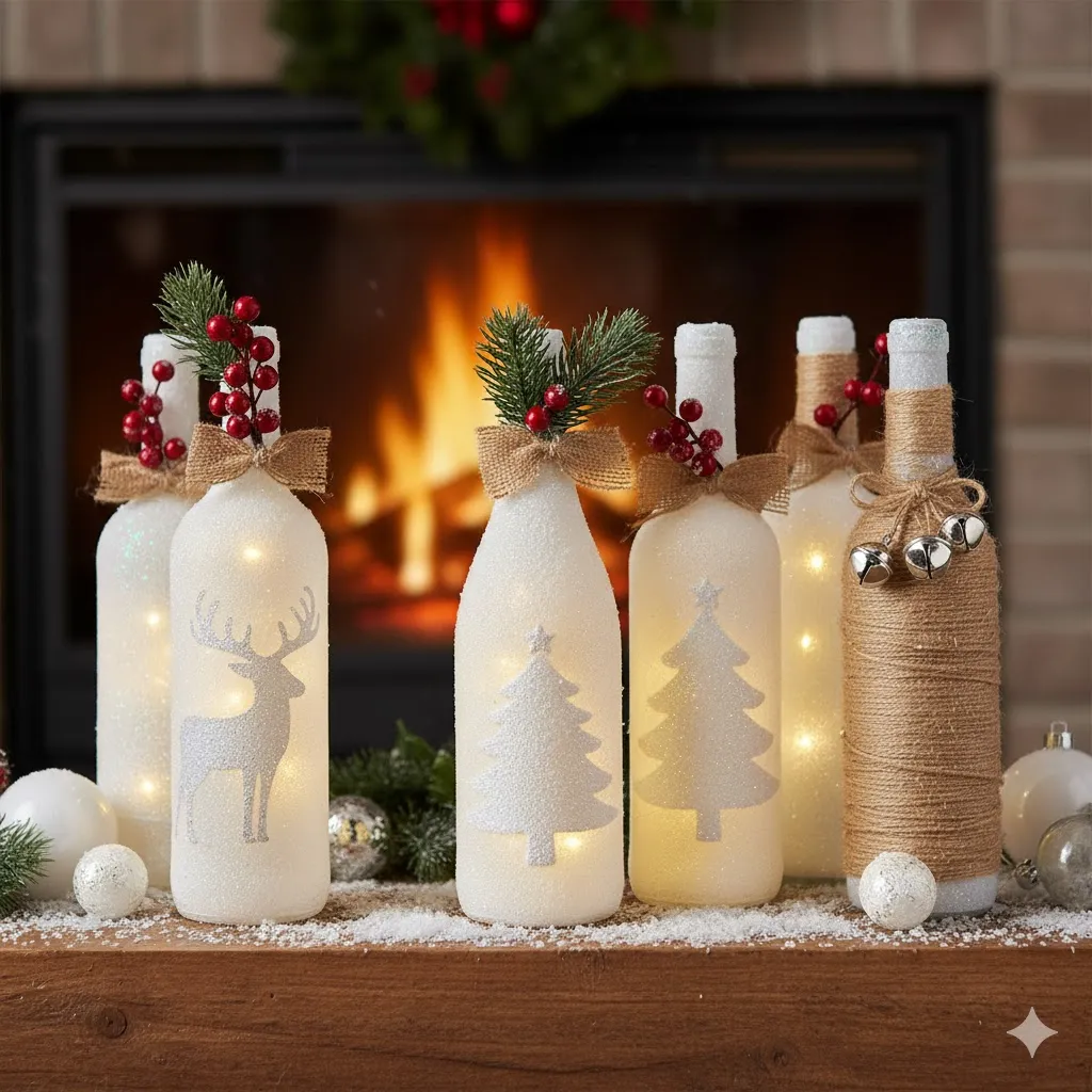 Frosted Snowy Bottles
