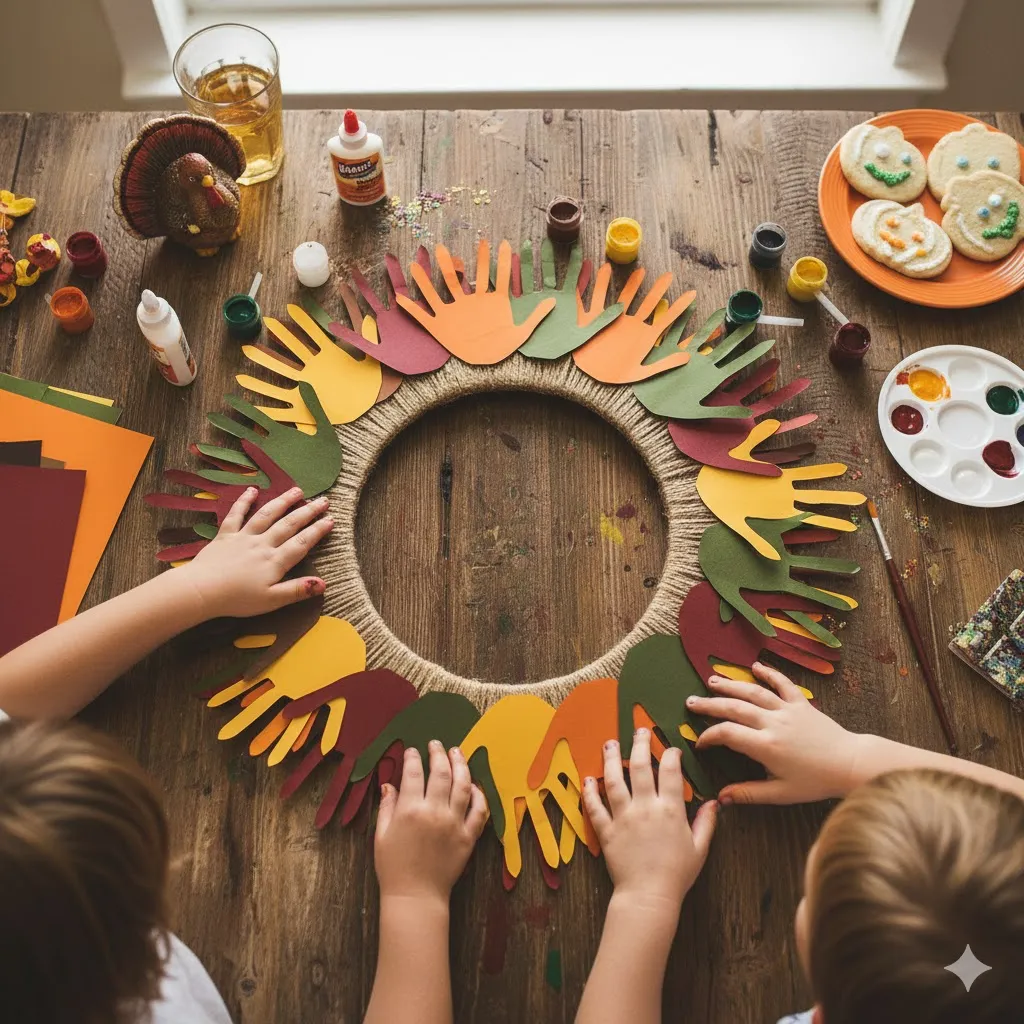 Handprint Leaf Wreath