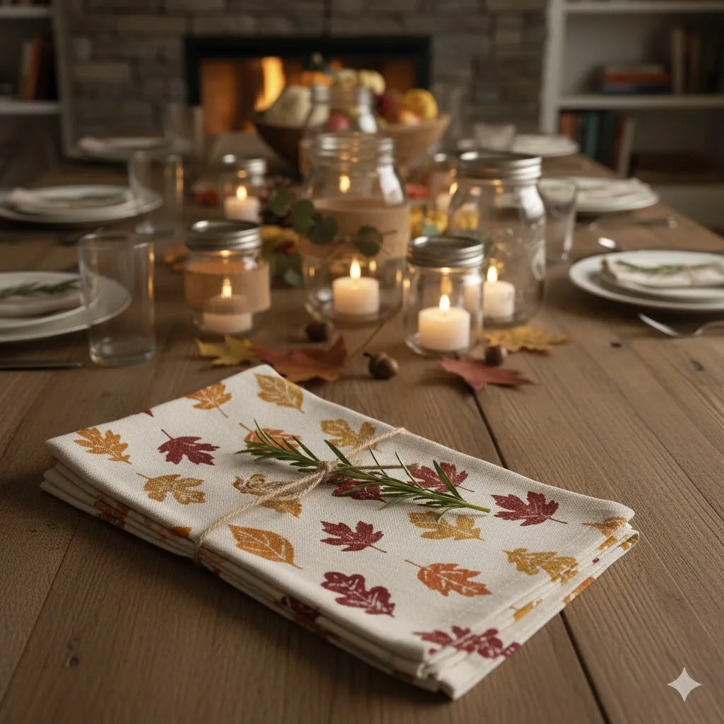 Leaf-Stamped Napkins