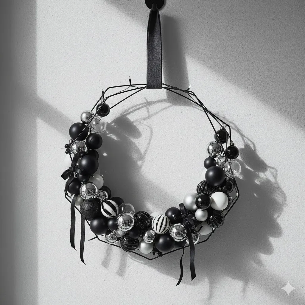 Monochrome Ornament Wreath