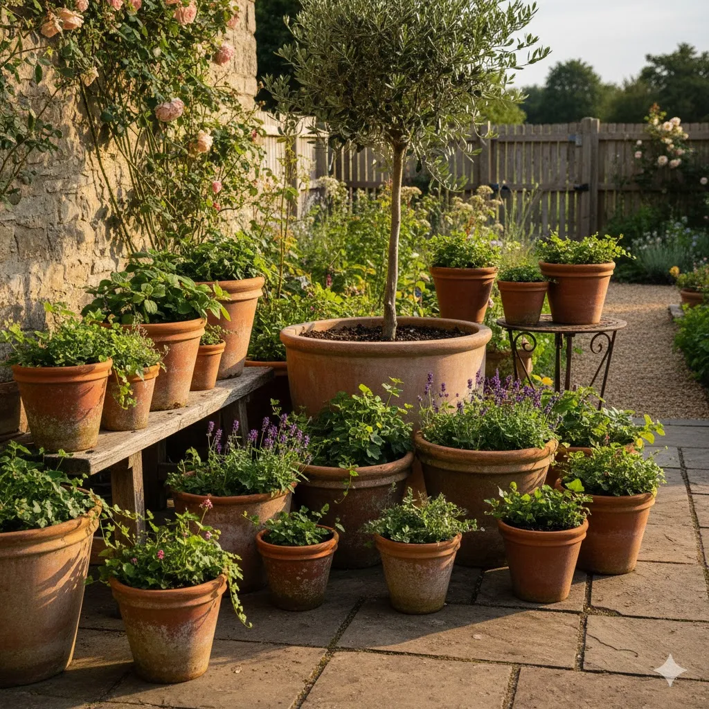 Plant in Aged Clay Pots
