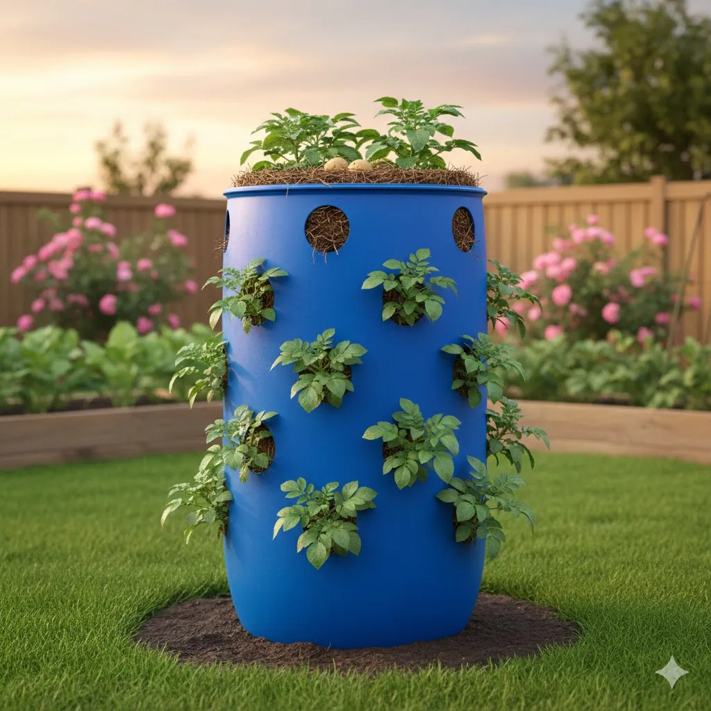 Plastic Barrel Potato Tower