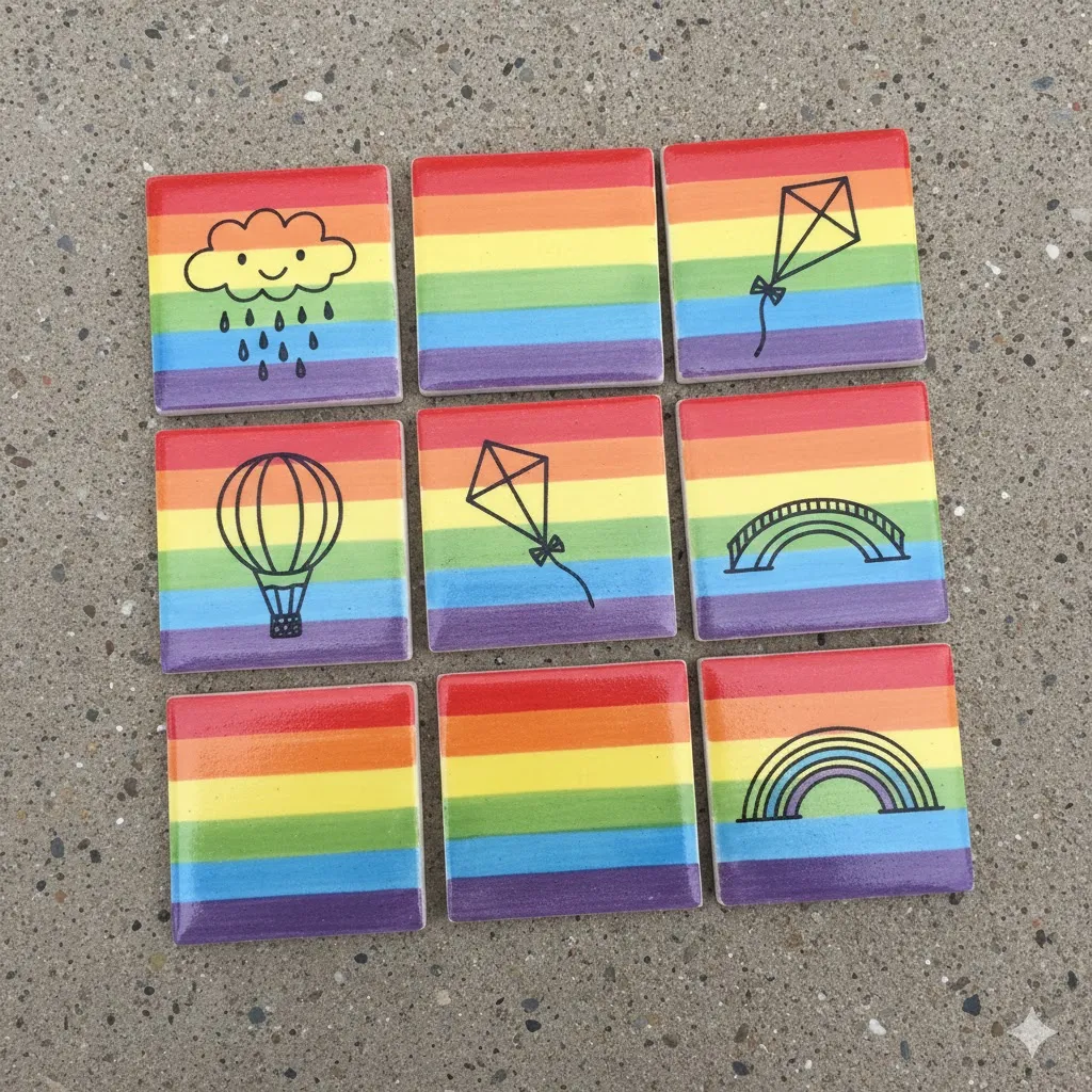 Rainbow Striped Squares